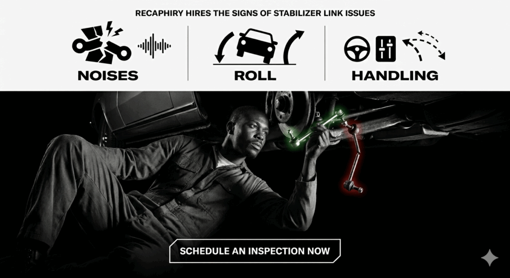 showing excessive car sway due to worn stabilizer link