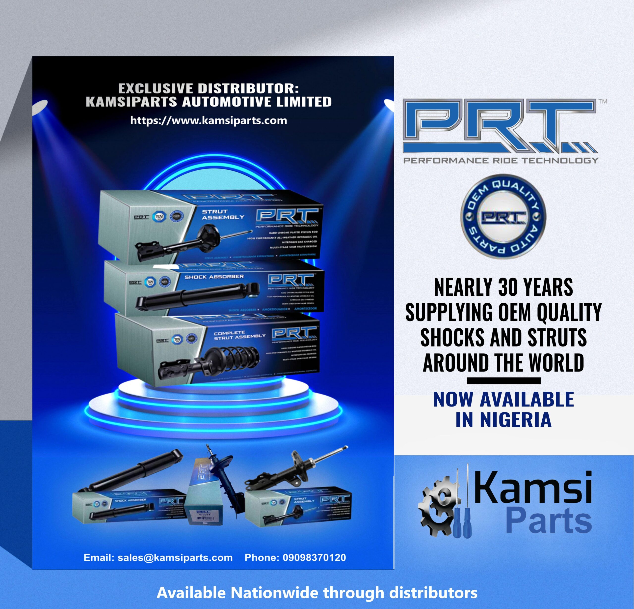 KAMSIPARTS AUTOMOTIVE LIMITED INTRODUCES PRT BRAND OF SHOCK ABSORBERS INTO NIGERIAN MARKET
